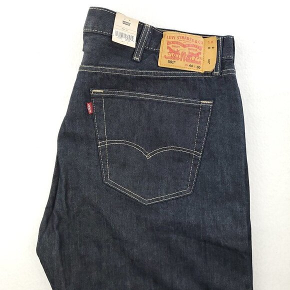 Levi's 501 Original Jeans Button Fly Dark Wash Denim 100% Cotton Men's 44x30 NWT - Picture 11 of 11
